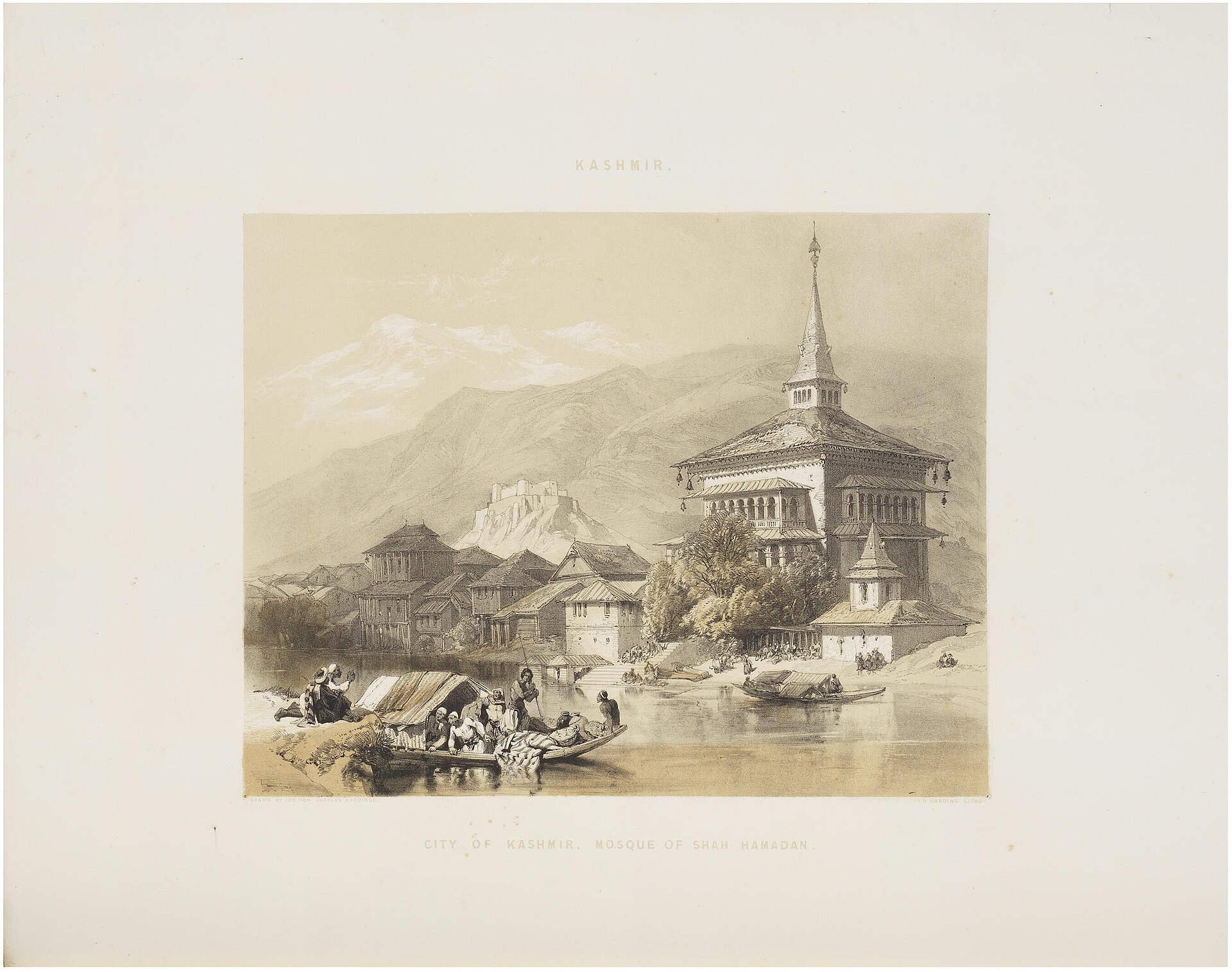 File:"City of Kashmir. Mosque of Shah Hamadan.", by J. D. Harding after Charles Stewart Hardinge, 1847.jpg