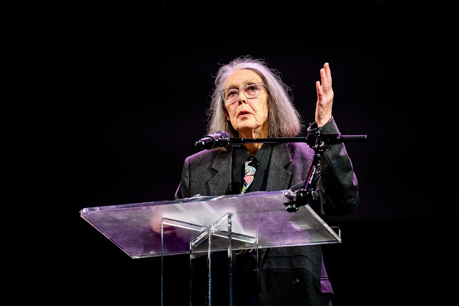 Related file image: Anne Carson, poet, at the 2024 National Book Awards finalist reading 2