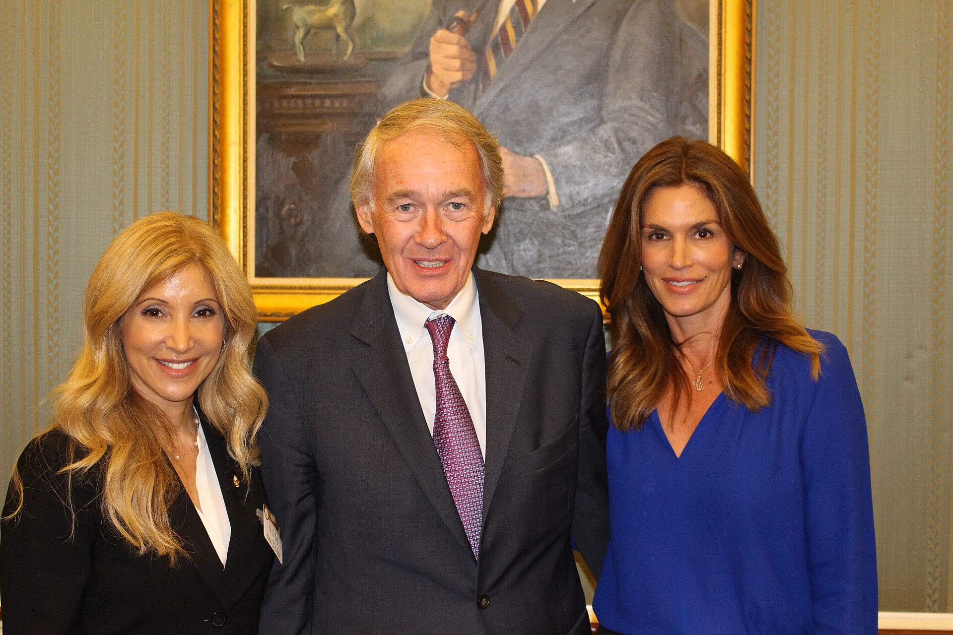 File:Ed Markey with Cindy Crawford discussing chemical safety.jpg