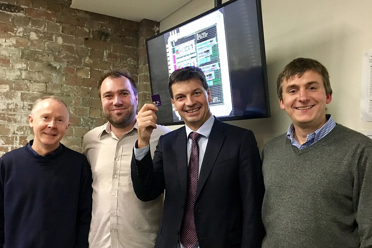 Related file image: David Goodall Michael de Nil Angus Taylor MP Andrew Terry - holding Wi-Fi HaLow chip prototype - in Picton 30 june 2017 taken by Claire Medway