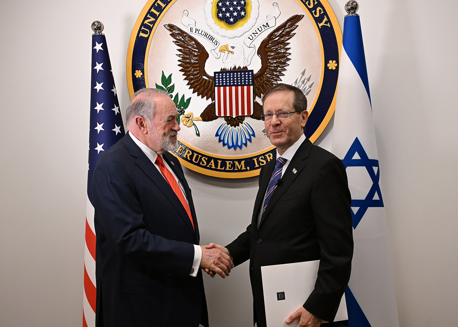 File:Ambassador Mike Huckabee Meets President Isaac Herzog in his Office, July 2, 2026 - 11.jpg