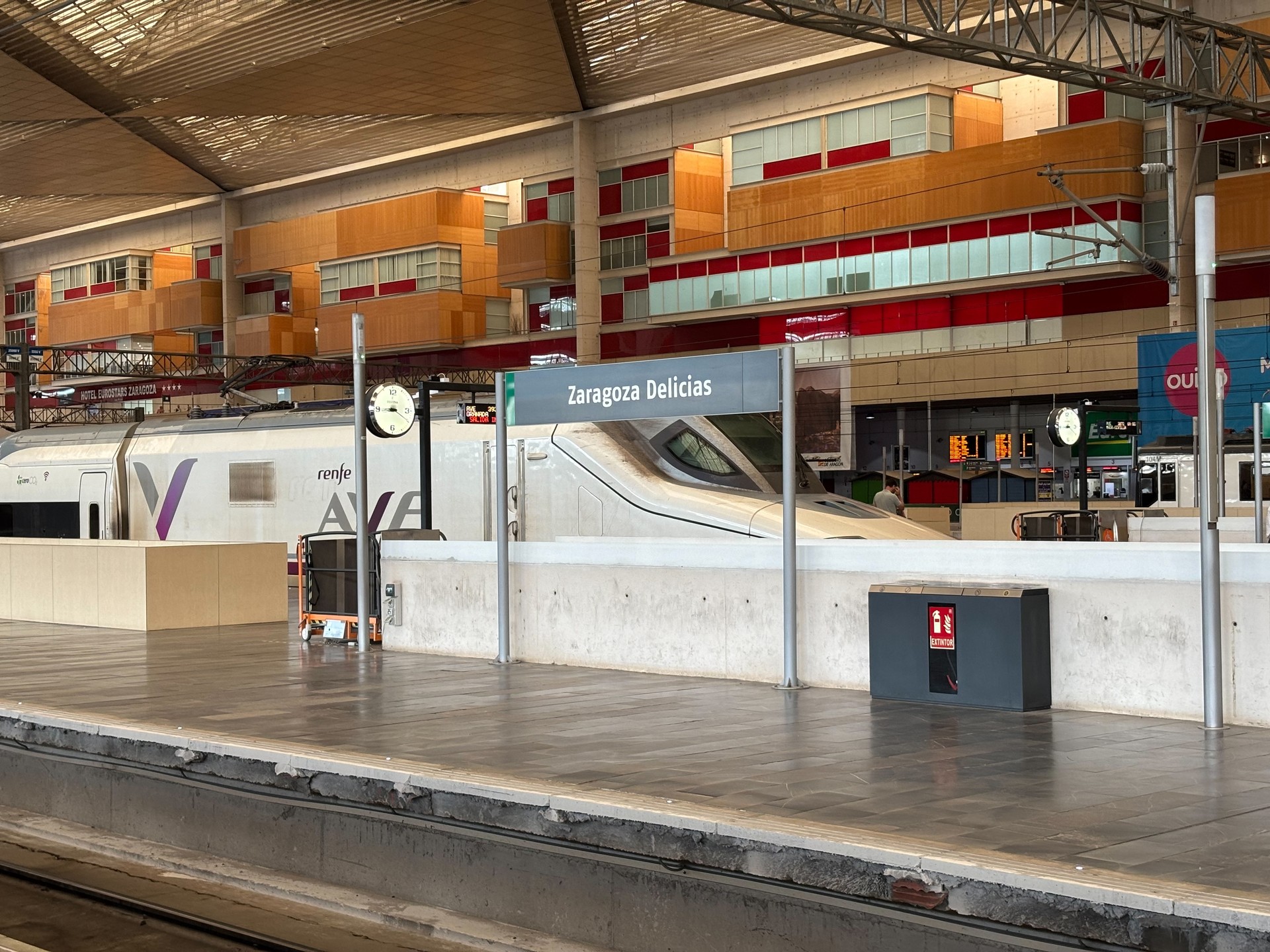 Renfe AVE train at Zaragoza-Delicias station, Spain, July 2024