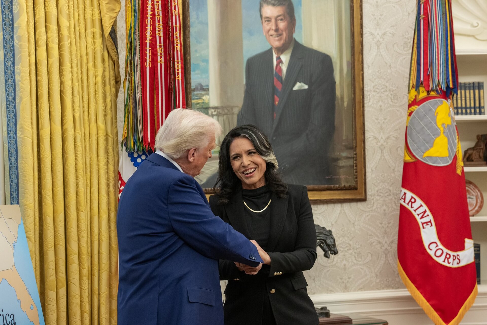 File:President Donald Trump with Director Tulsi Gabbard in the Oval Office, February 2025.jpg