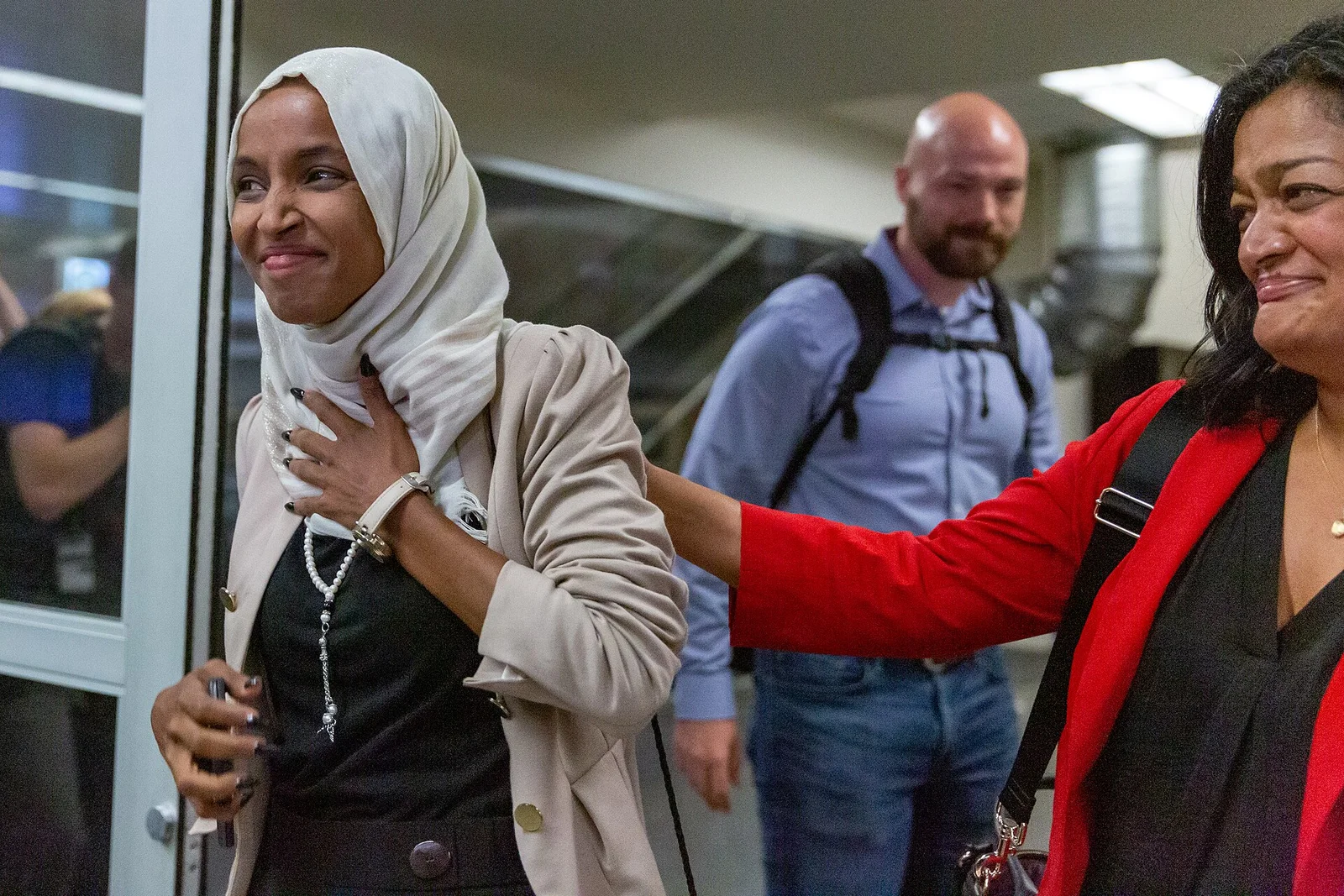 Related file image: Representatives Ilhan Omar and Pramila Jayapal arrive at MSP Airport