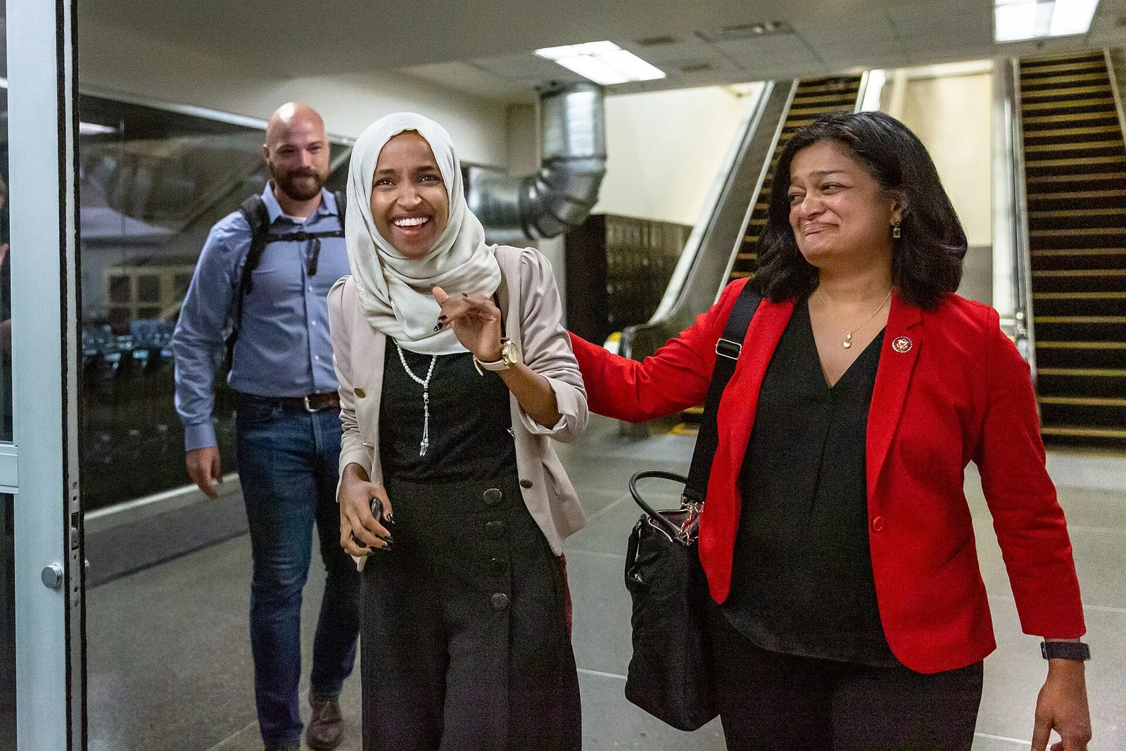 Related file image: Representatives Ilhan Omar and Pramila Jayapal arrive at MSP Airport.